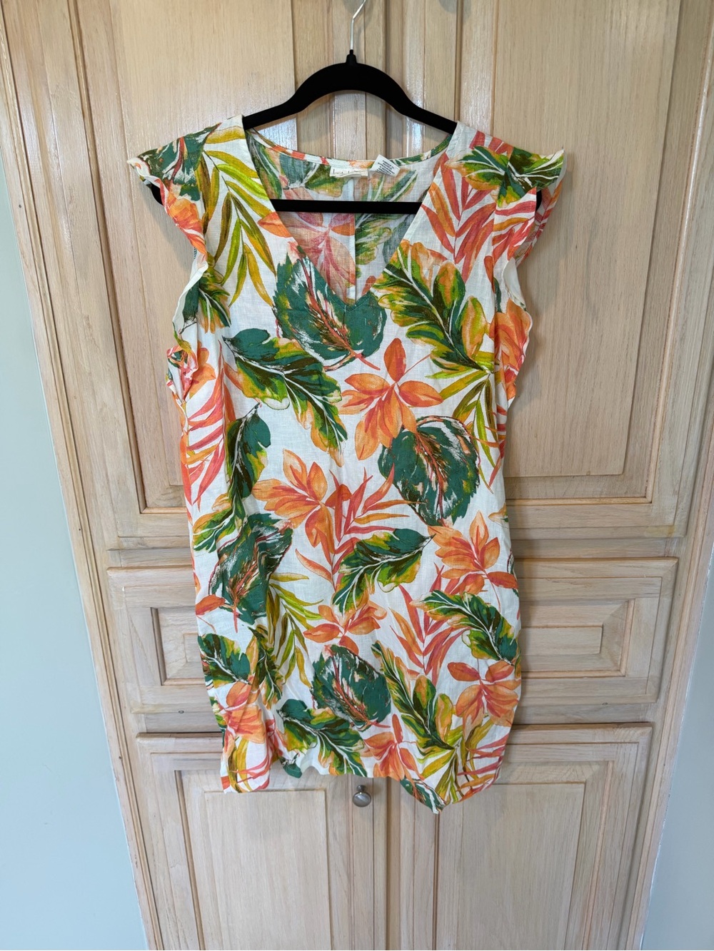 Nicole Miller 100% Linen Tropical Floral Shift Dress M